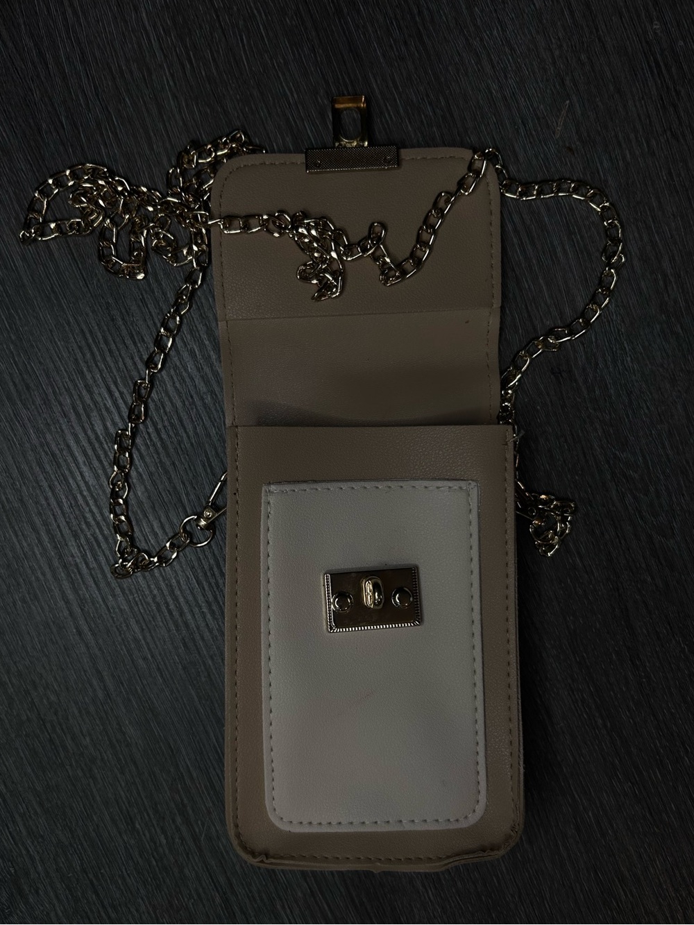 Taupe and Light Gray Chain Crossbody Phone Bag